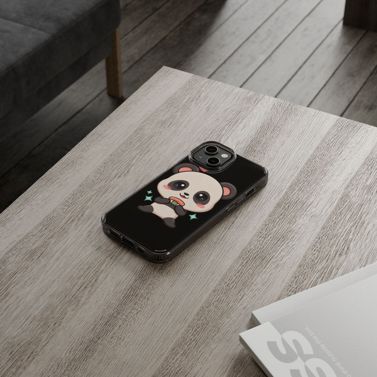Kawaii Panda Sushi Phone Case, Clear Impact-Resistant Case