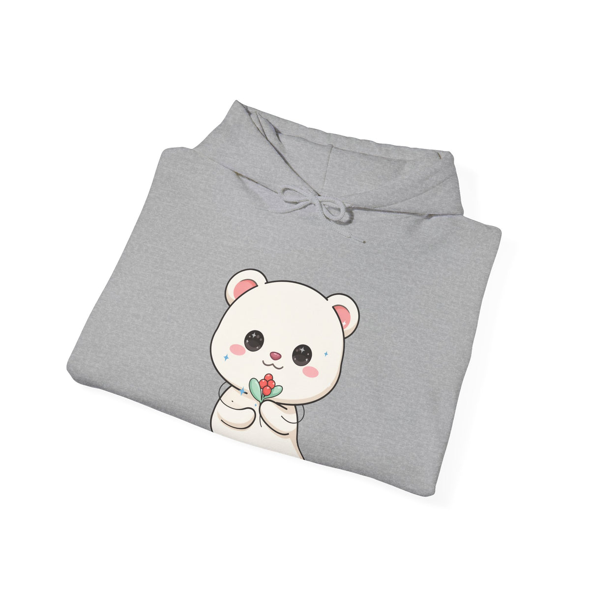 Kawaii Polar Bear Christmas Hoodie with Mistletoe