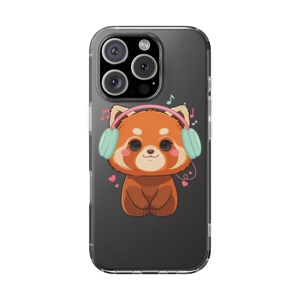 Red Panda Phone Case, Kawaii Music Lover Clear Case
