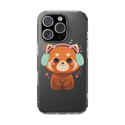 Red Panda Phone Case, Kawaii Music Lover Clear Case