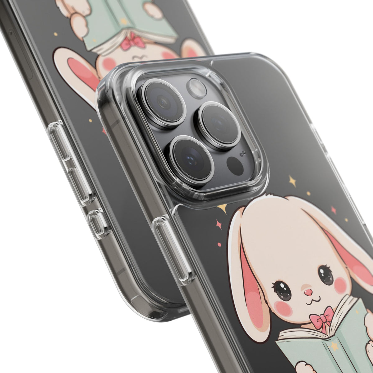 Kawaii Reading Bunny Clear Impact-Resistant Case