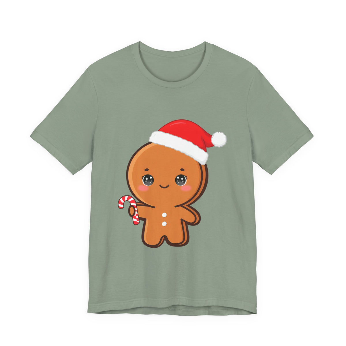 Gingerbread Man Christmas T-Shirt, Cute Kawaii Holiday Tee