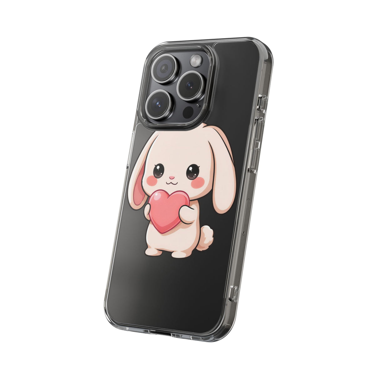 Kawaii Bunny Clear Phone Case with Heart