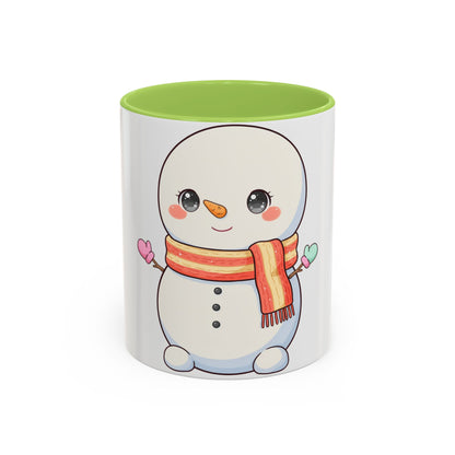 Kawaii Snowman Christmas Mug, Cute Holiday Accent Coffee Mug