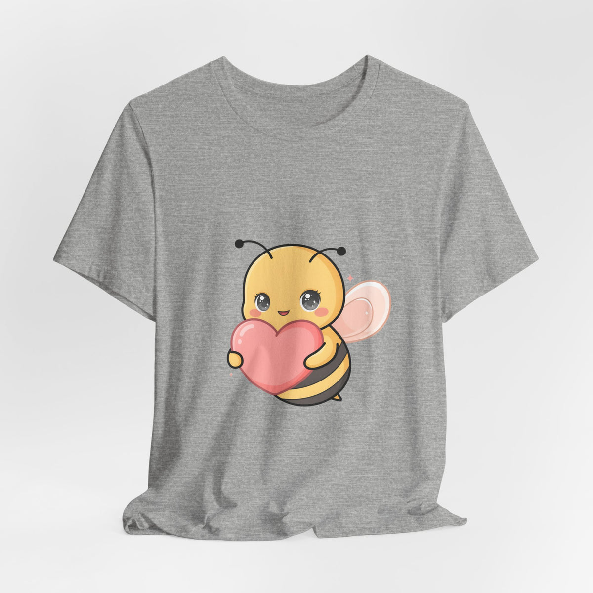 Kawaii Bee T-Shirt: Sweet Heart-Loving Unisex Tee