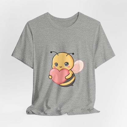 Kawaii Bee T-Shirt: Sweet Heart-Loving Unisex Tee