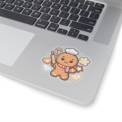 Kawaii Gingerbread Baker Christmas Kiss-Cut Sticker