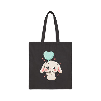Kawaii Bunny Cotton Canvas Tote Bag for Everyday Errands