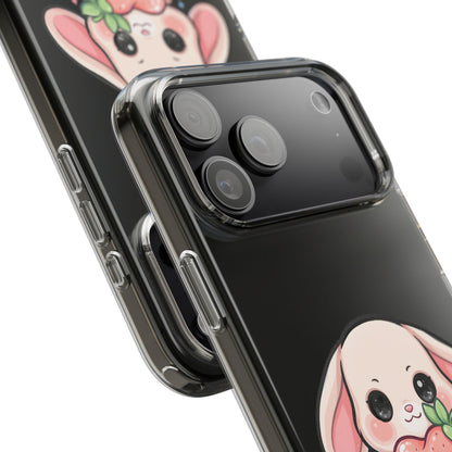 Kawaii Bunny Strawberry Phone Case, Clear Impact-Resistant
