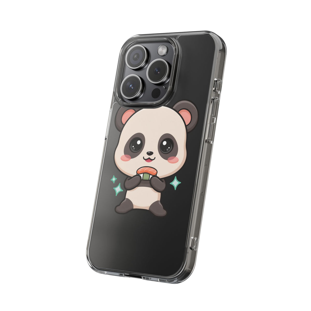 Kawaii Panda Sushi Phone Case, Clear Impact-Resistant Case