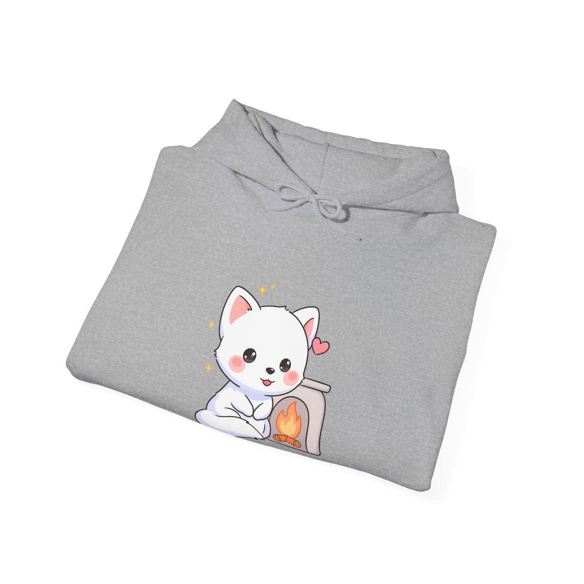 Kawaii Arctic Fox Hoodie for Cozy Fireplace Evenings
