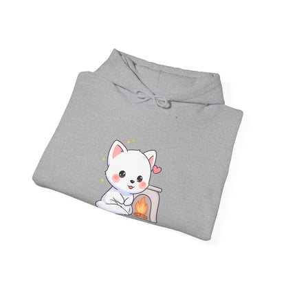 Kawaii Arctic Fox Hoodie for Cozy Fireplace Evenings