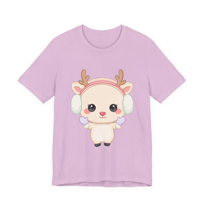 Kawaii Reindeer T-Shirt, Cute Winter Animal Tee