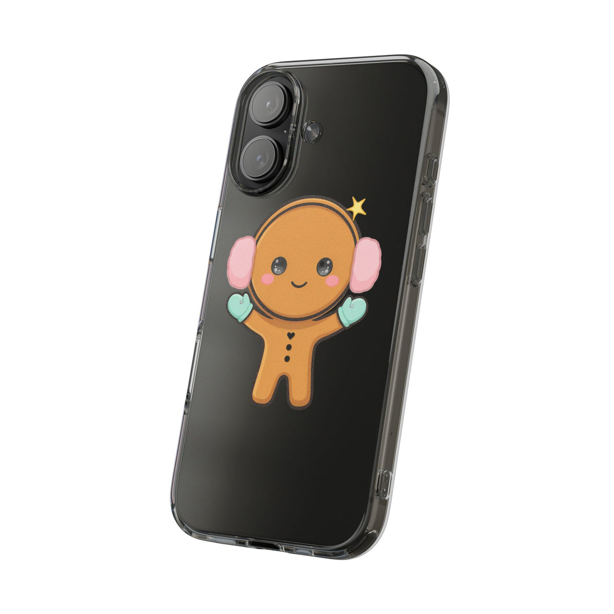 Kawaii Gingerbread Phone Case, Cute Winter Character