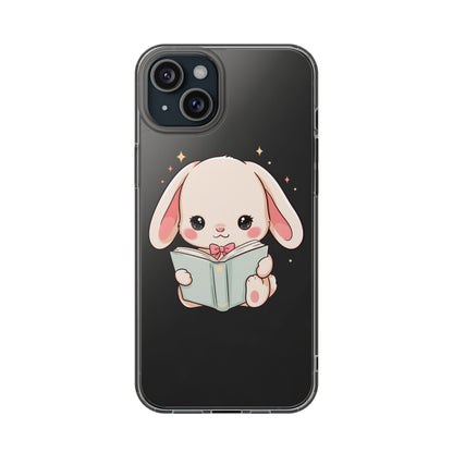 Kawaii Reading Bunny Clear Impact-Resistant Case