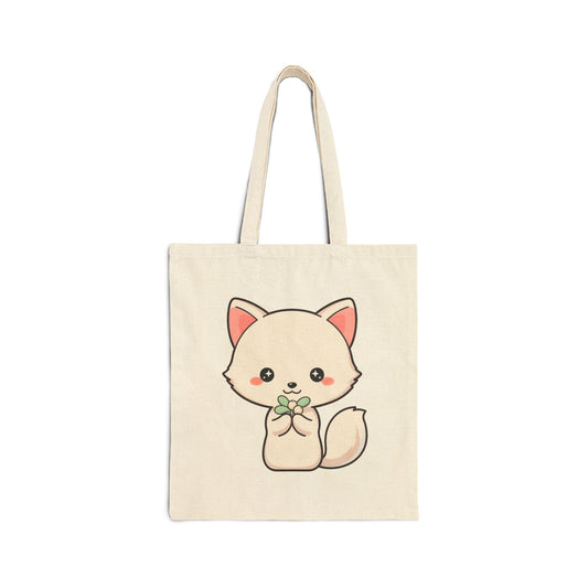 Kawaii Arctic Fox Tote Bag for Cute Winter Gift Fans