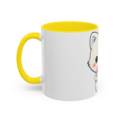 Kawaii Arctic Fox Gift Mug, Cute Holiday Accent Coffee Mug