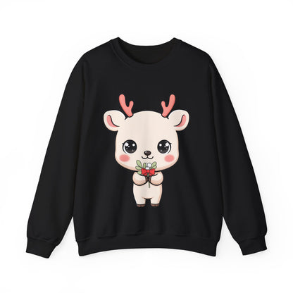 Kawaii Reindeer Sweatshirt, Cute Christmas Crewneck