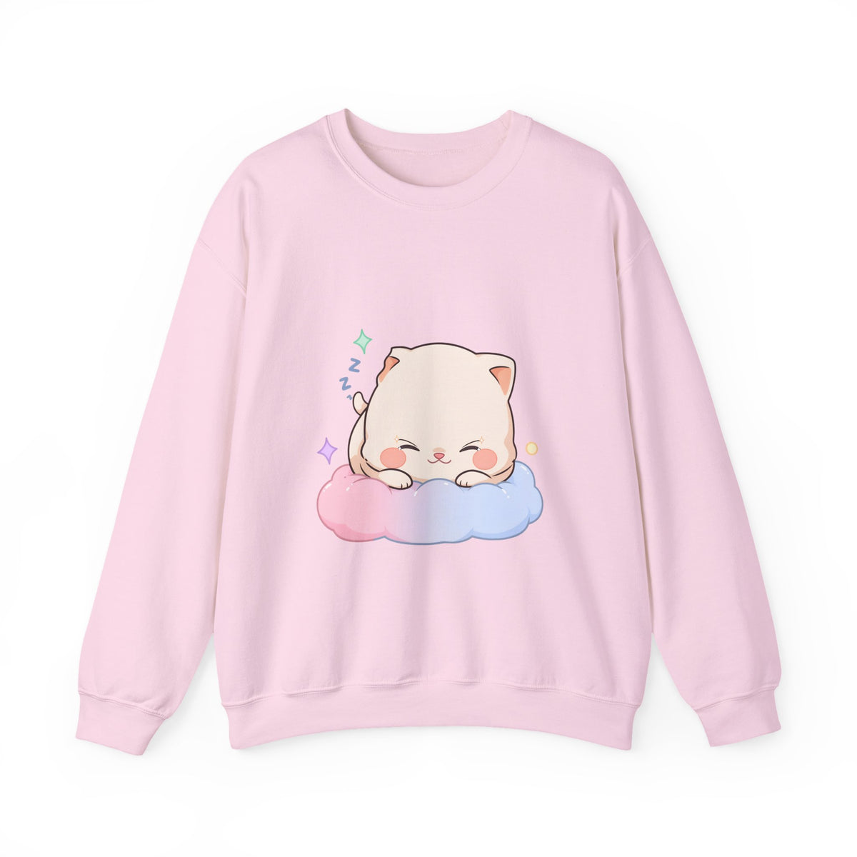 Kawaii Sleeping Cat Sweatshirt, Cozy Cloud Cat Crewneck