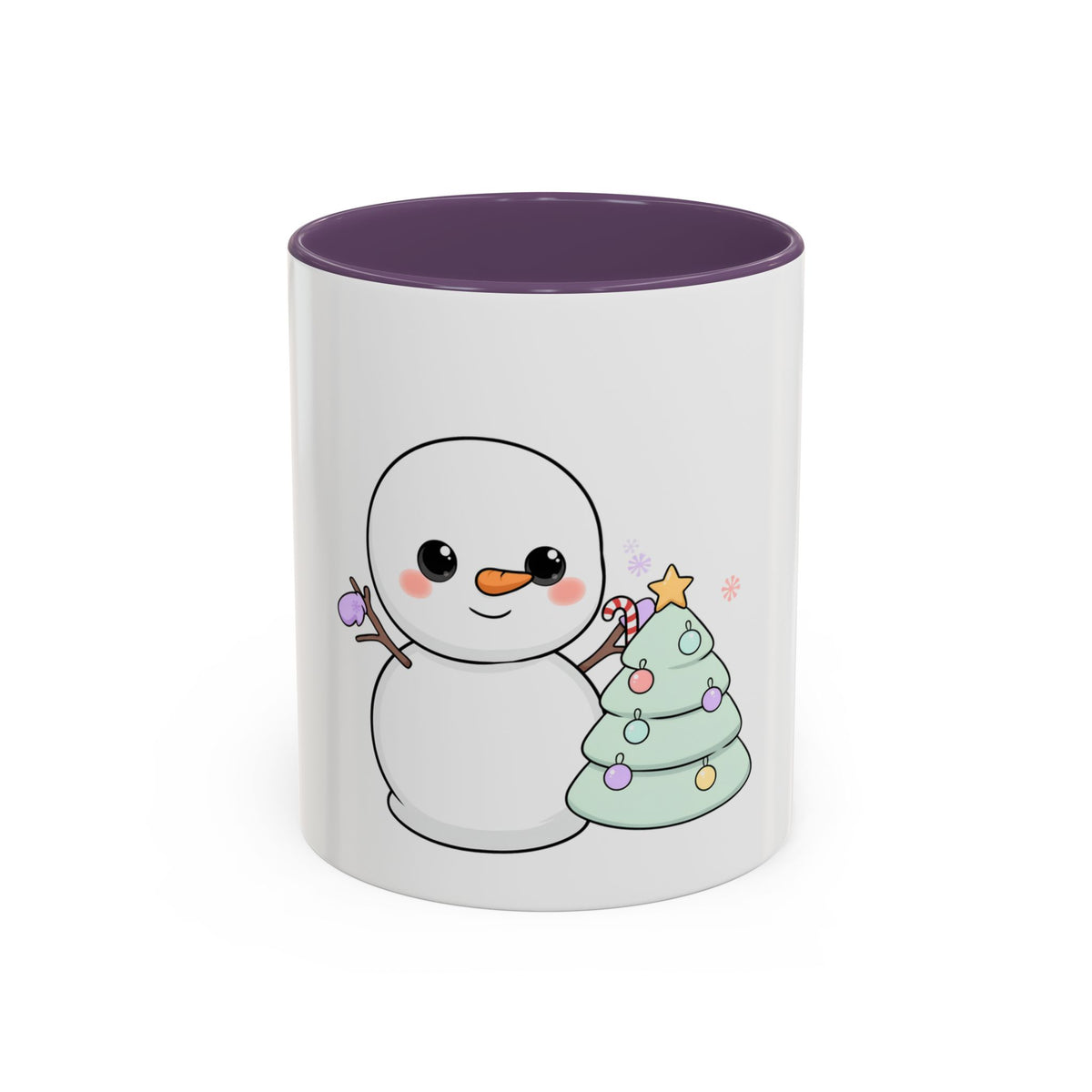 Kawaii Snowman Christmas Mug, Accent Coffee Mug