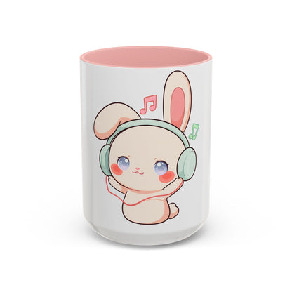 Kawaii Bunny Music Mug, Cute Accent Coffee Mug