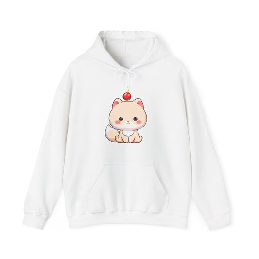 Kawaii Arctic Fox Christmas Hoodie, Unisex Heavy Blend