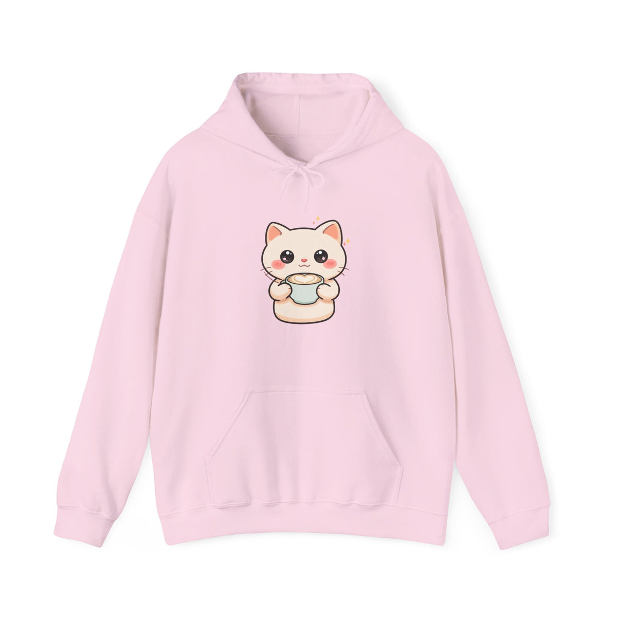 Kawaii Cat Latte Hoodie, Cute Cozy Cat Sweatshirt