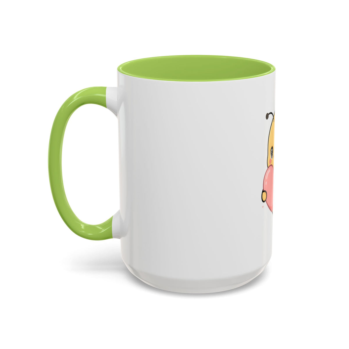 Kawaii Bee Accent Coffee Mug with Pink Heart