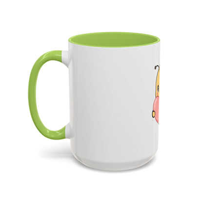 Kawaii Bee Accent Coffee Mug with Pink Heart