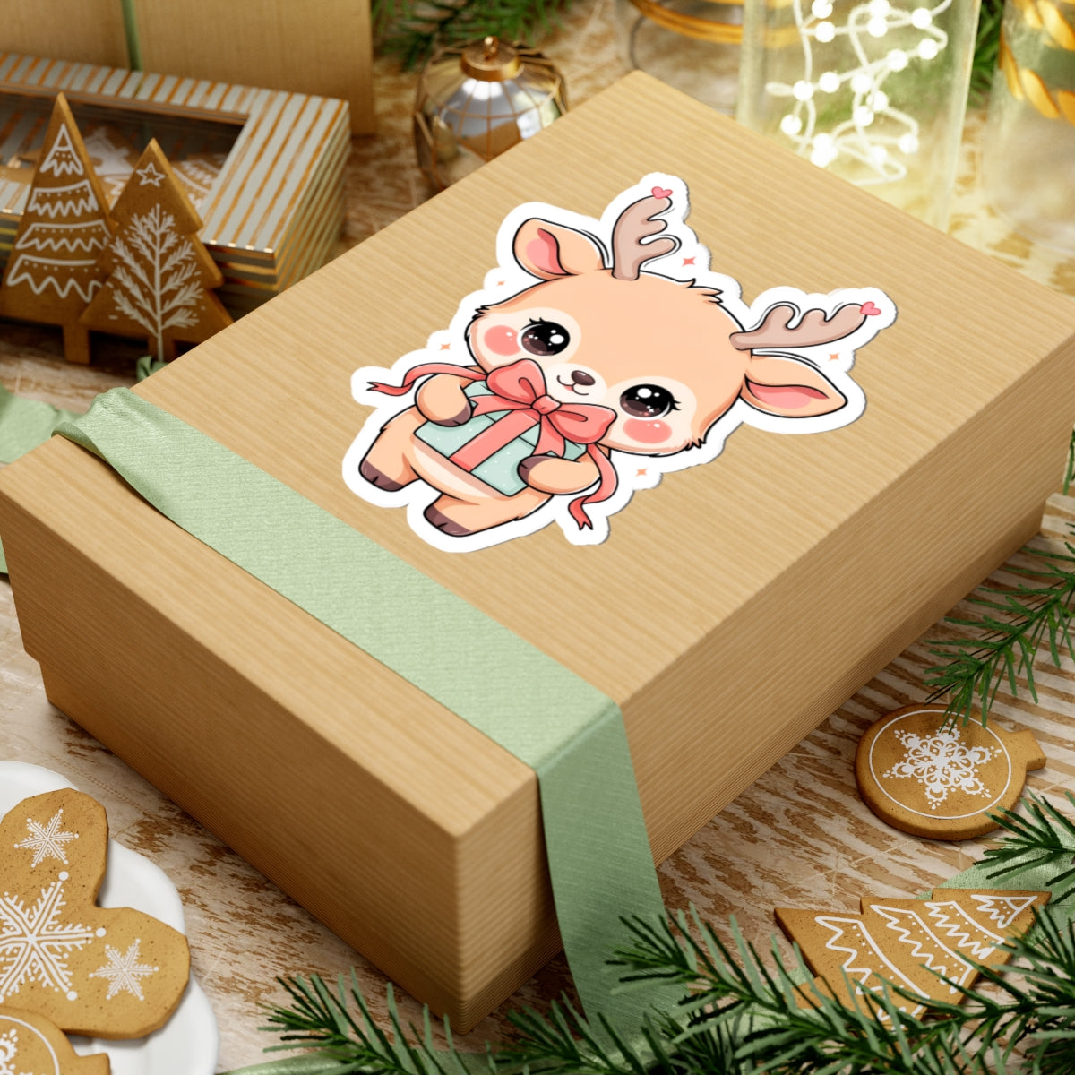 Kawaii Reindeer Sticker for Cute Holiday Decorating