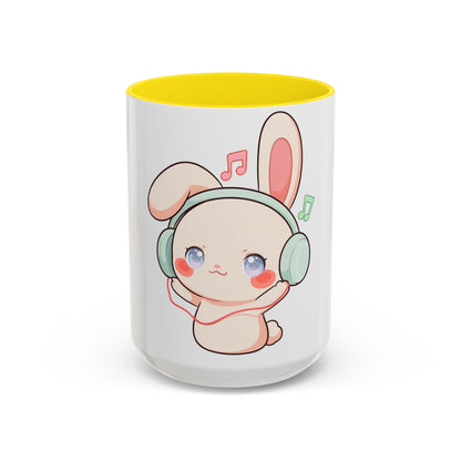 Kawaii Bunny Music Mug, Cute Accent Coffee Mug