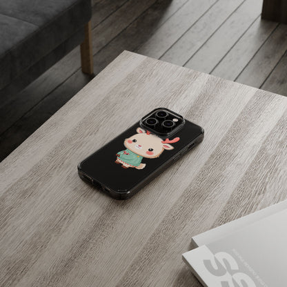 Kawaii Reindeer Clear Impact-Resistant Phone Case