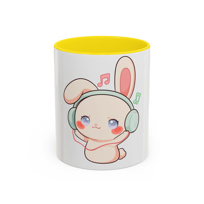 Kawaii Bunny Music Mug, Cute Accent Coffee Mug