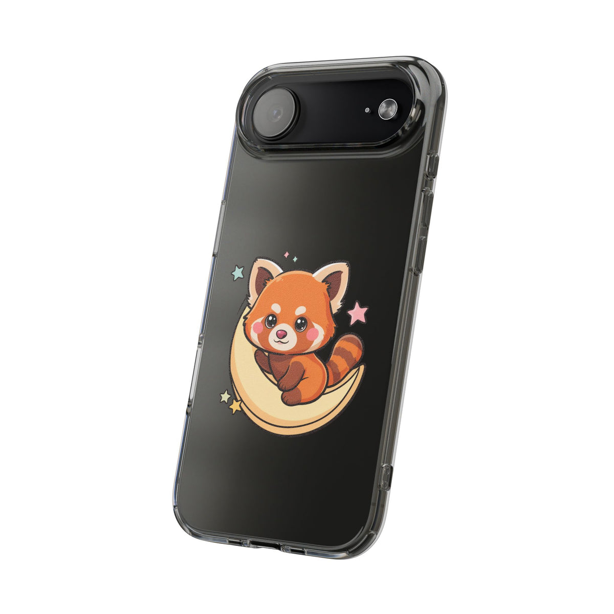 Red Panda Phone Case, Kawaii Moon Companion
