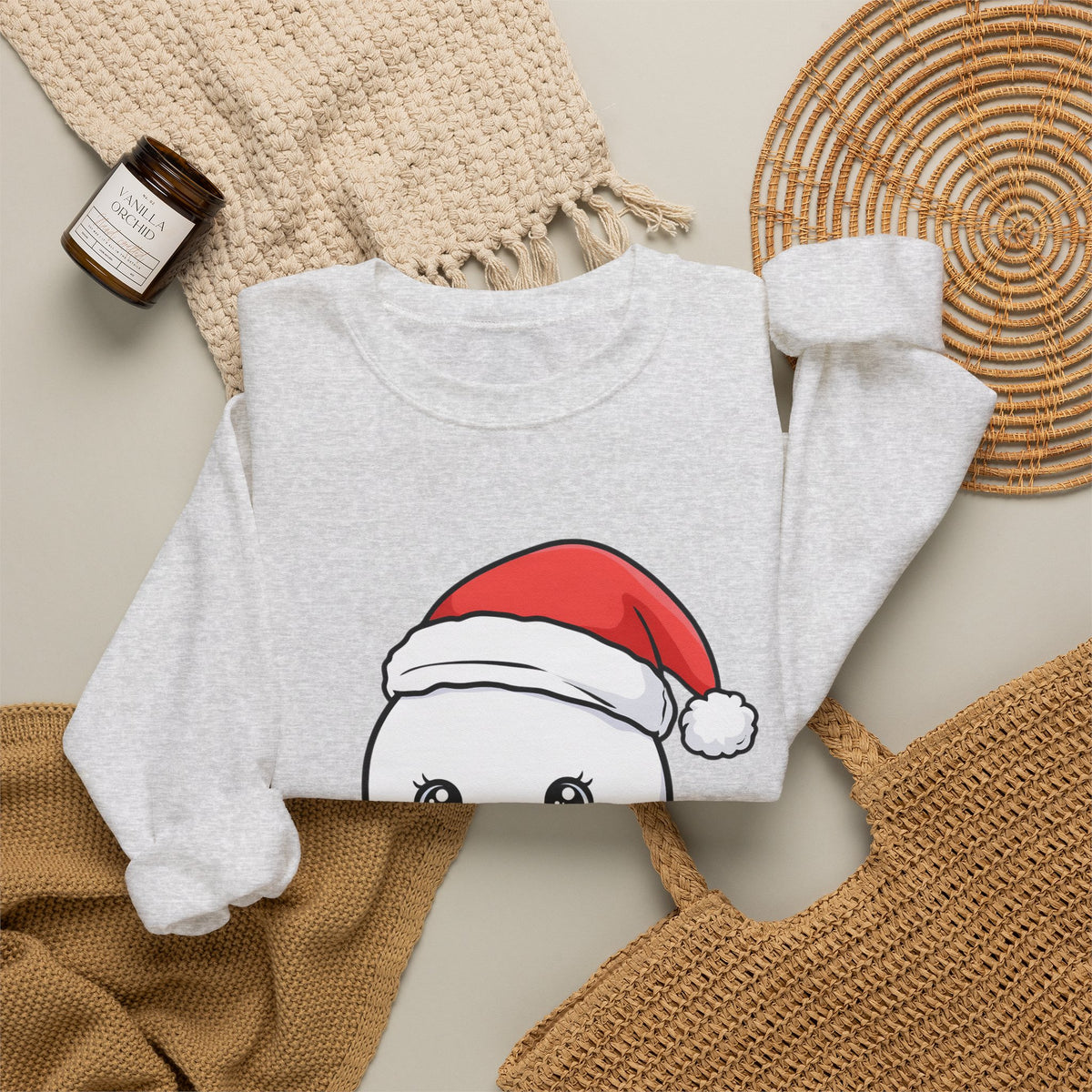 Kawaii Snowman Christmas Sweatshirt, Cute Holiday Gift