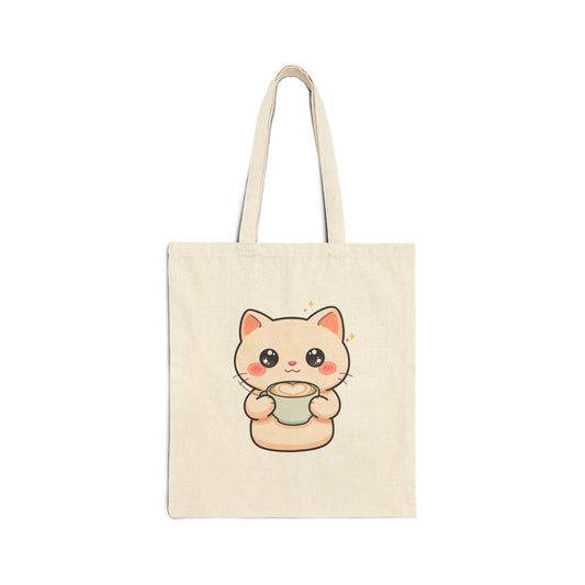 Kawaii Cat Tote Bag for Cozy Coffee Runs
