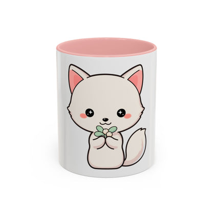 Kawaii Arctic Fox Christmas Accent Coffee Mug