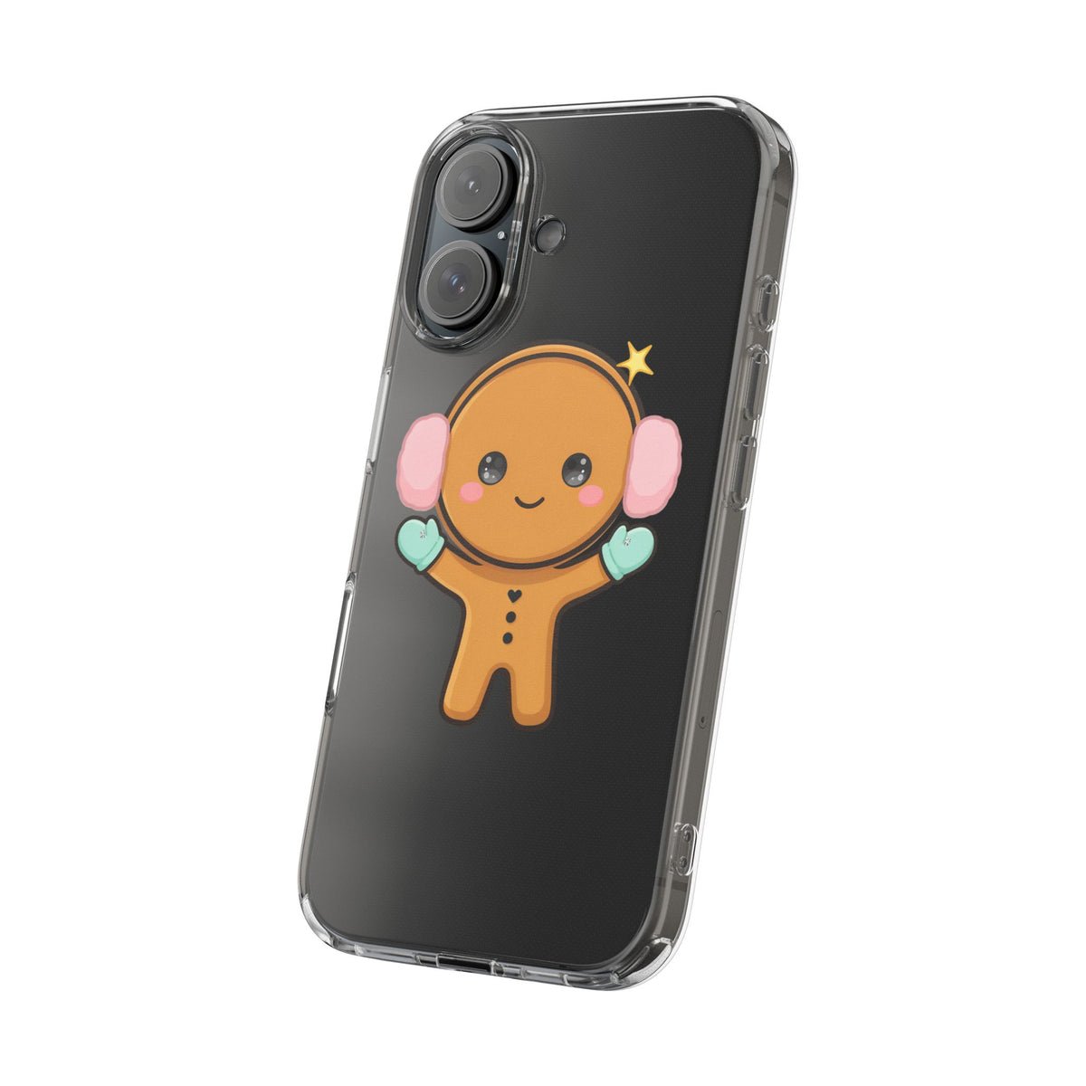 Kawaii Gingerbread Phone Case, Cute Winter Character