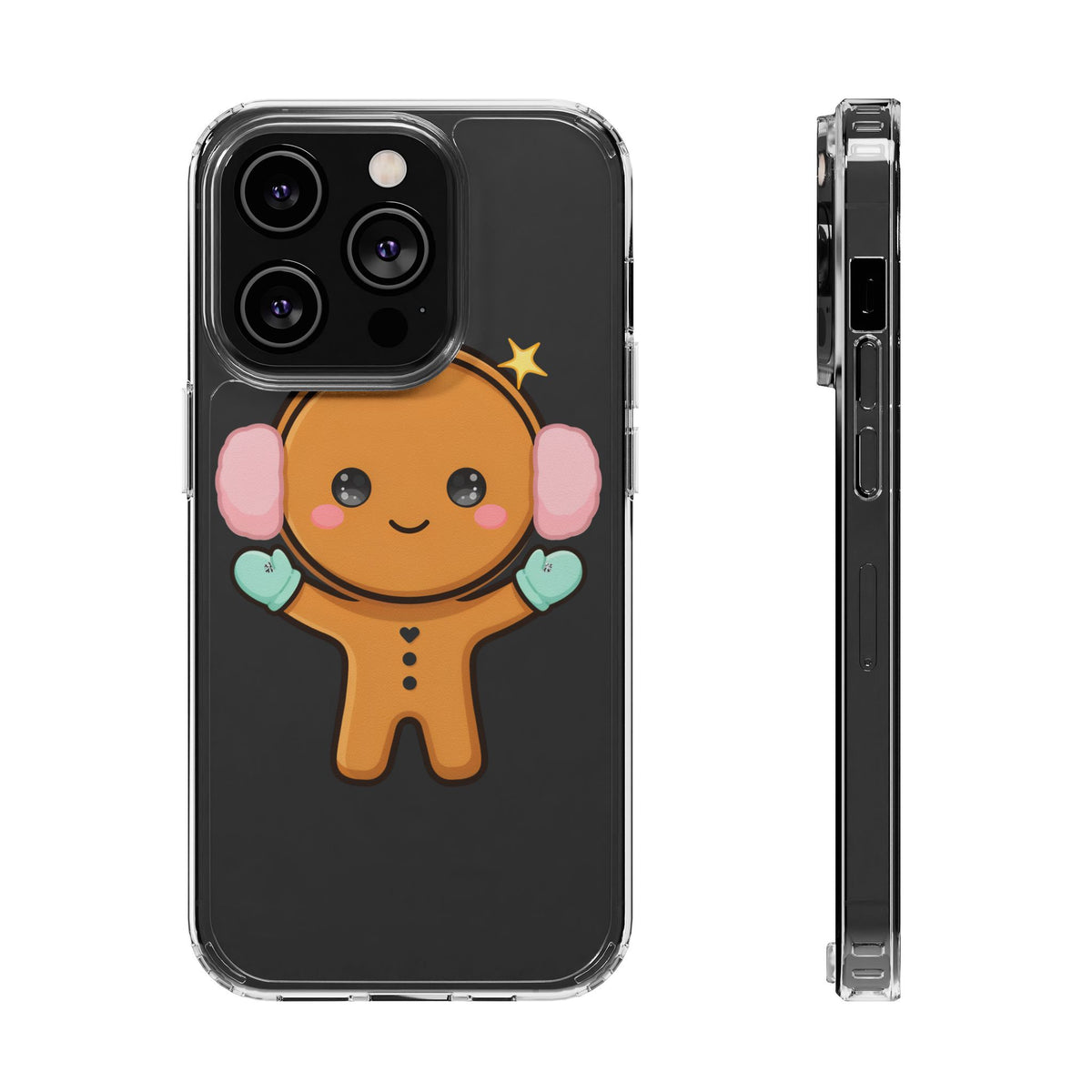 Kawaii Gingerbread Phone Case, Cute Winter Character
