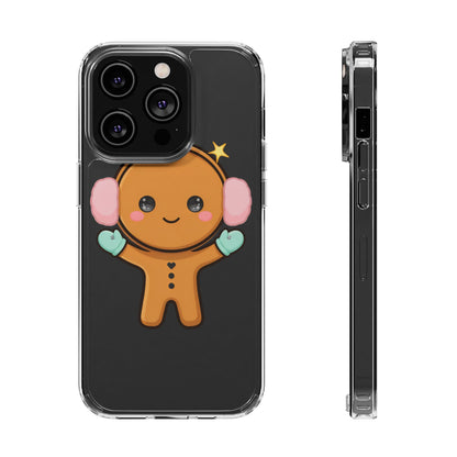 Kawaii Gingerbread Phone Case, Cute Winter Character