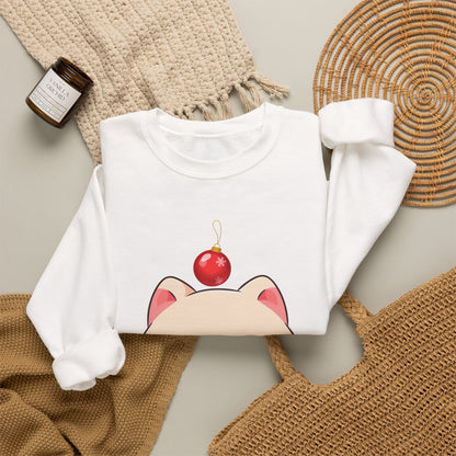 Kawaii Arctic Fox Christmas Sweatshirt, Cute Holiday Crewneck