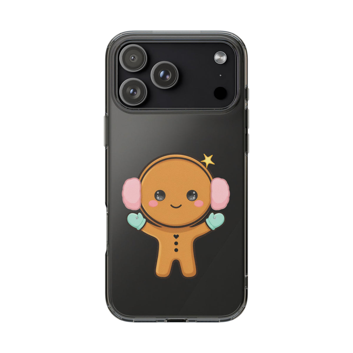 Kawaii Gingerbread Phone Case, Cute Winter Character