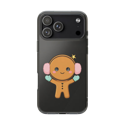 Kawaii Gingerbread Phone Case, Cute Winter Character