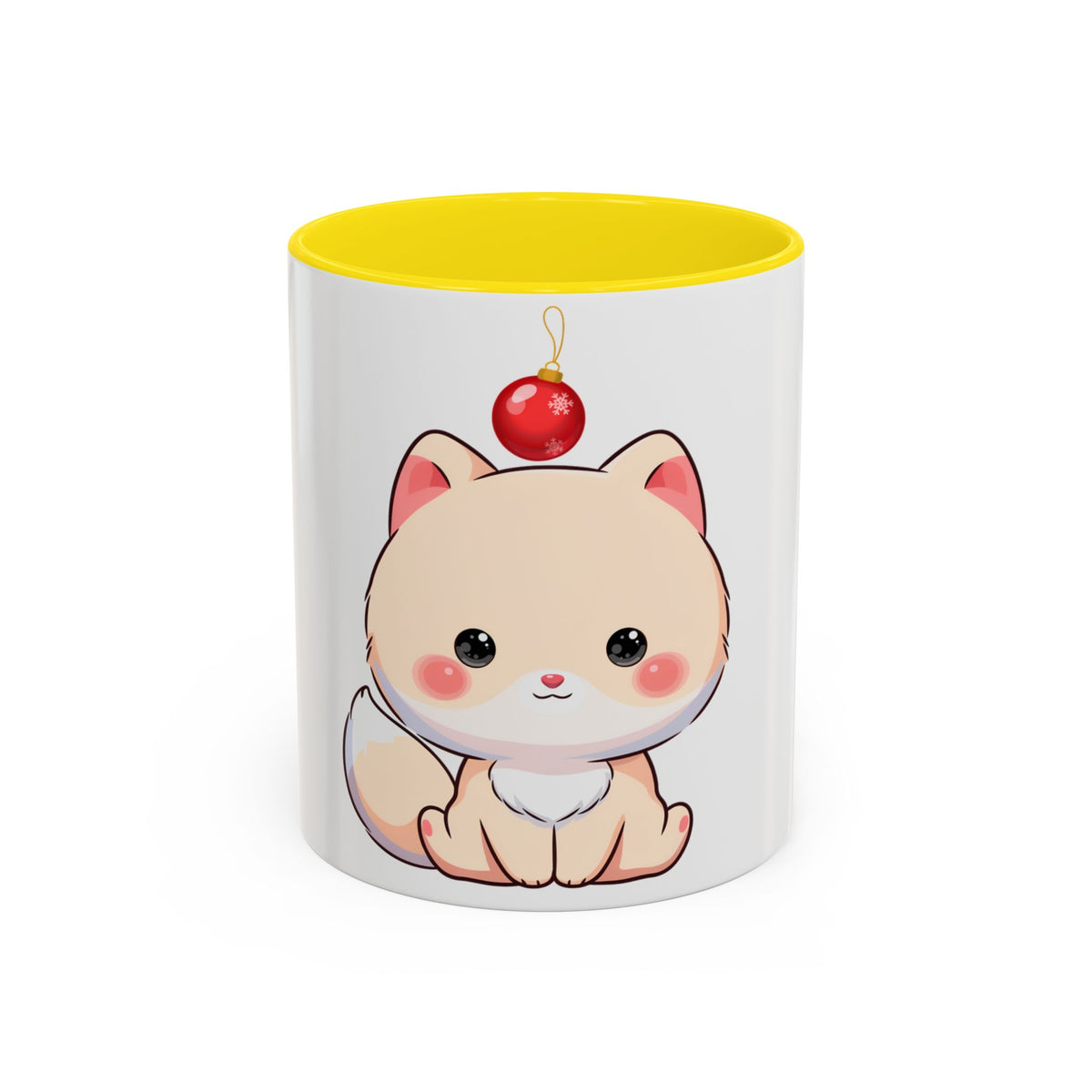 Kawaii Arctic Fox Christmas Mug – Cute Holiday Accent Mug