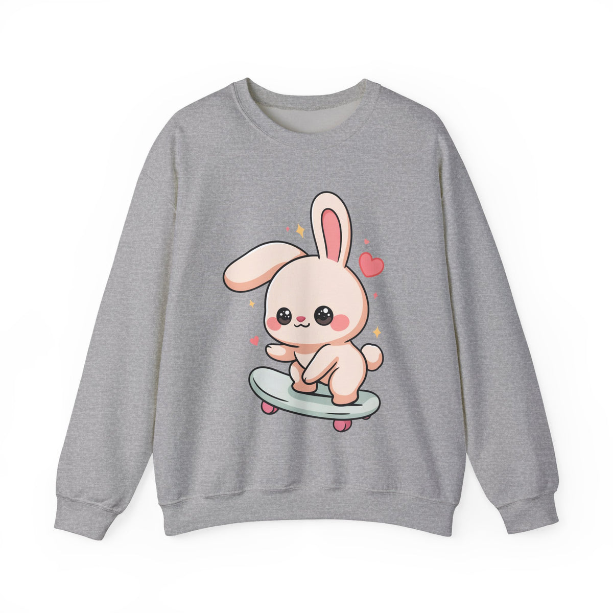 Kawaii Bunny Skateboard Sweatshirt, Cute Chibi Rabbit
