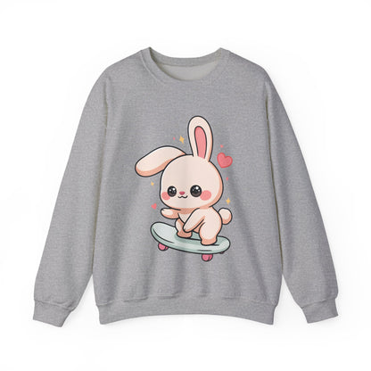 Kawaii Bunny Skateboard Sweatshirt, Cute Chibi Rabbit