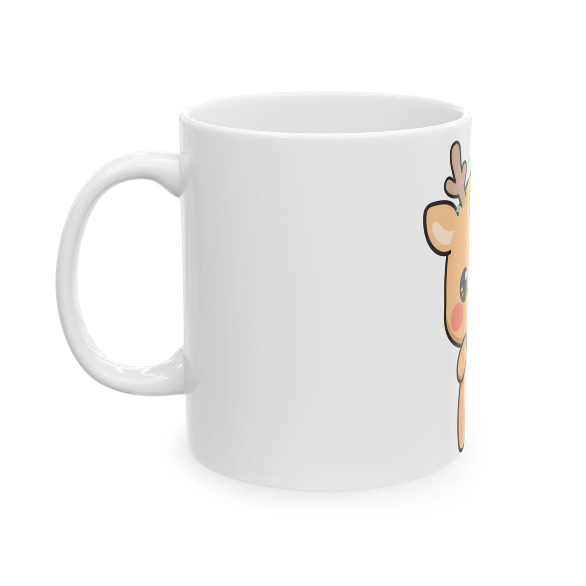 Kawaii Reindeer Mug for a Cheerful Holiday Desk