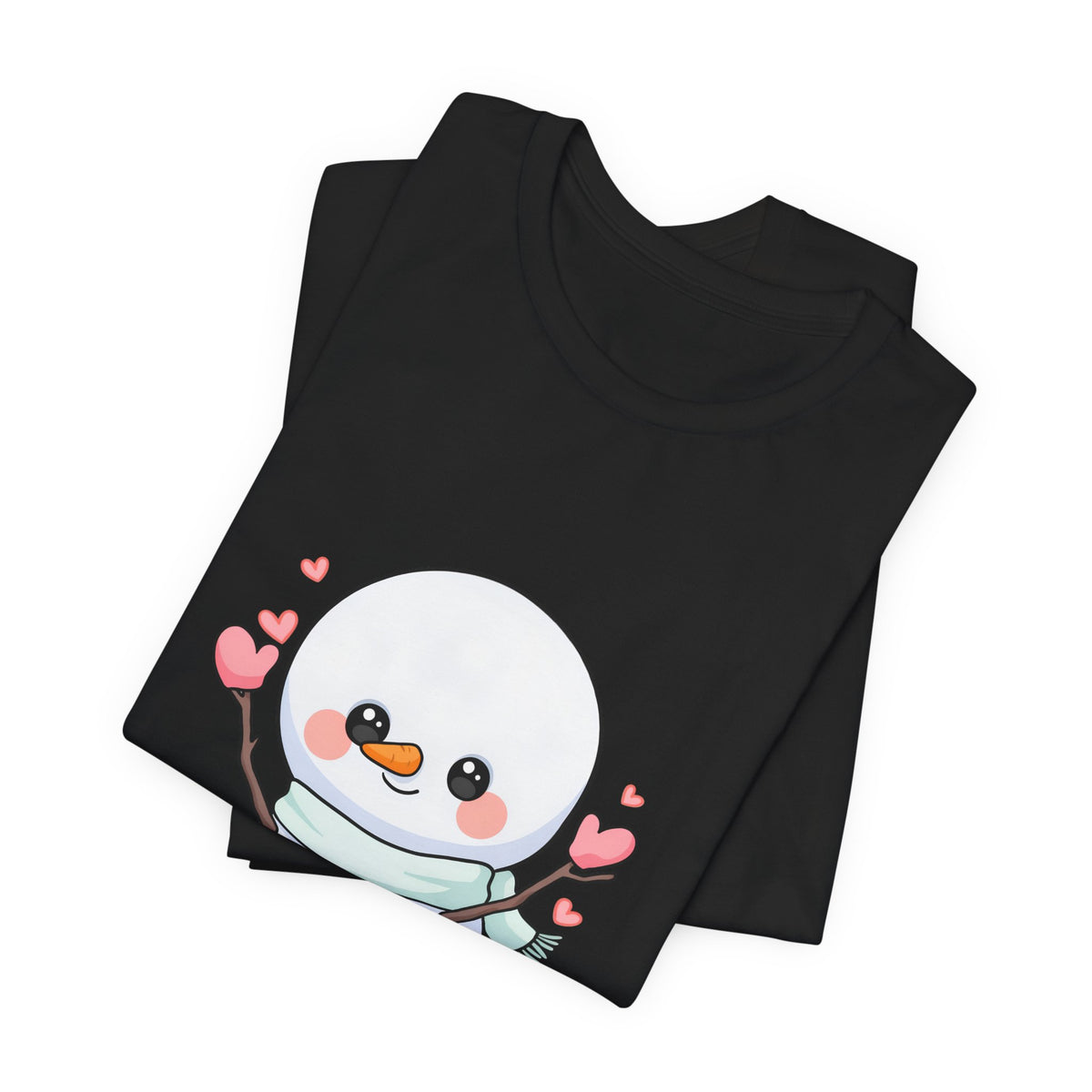 Kawaii Snowman T-Shirt, Cute Winter Sledding Tee