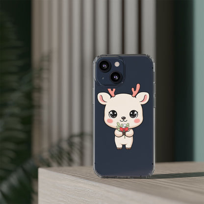 Kawaii Christmas Reindeer Clear Phone Case Gift