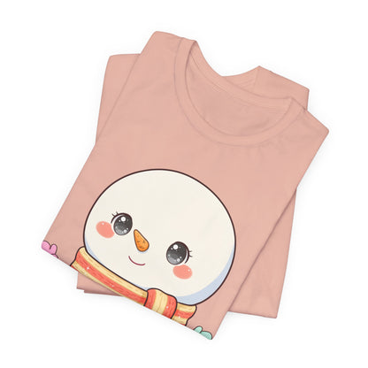 Kawaii Snowman Christmas T-Shirt for Cute Holiday Cheer
